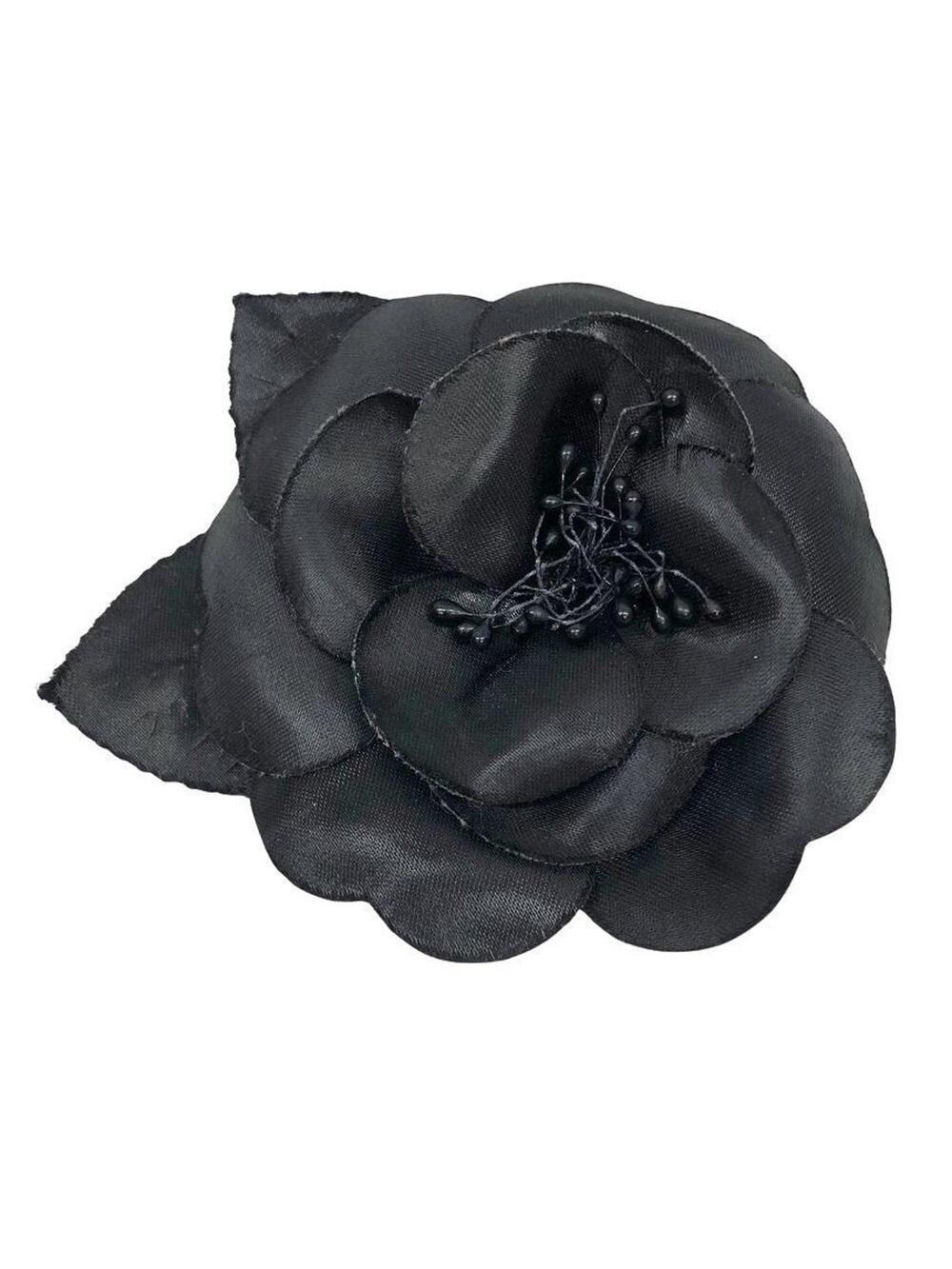 Chanel Camellia Brooch Black #371394C49B